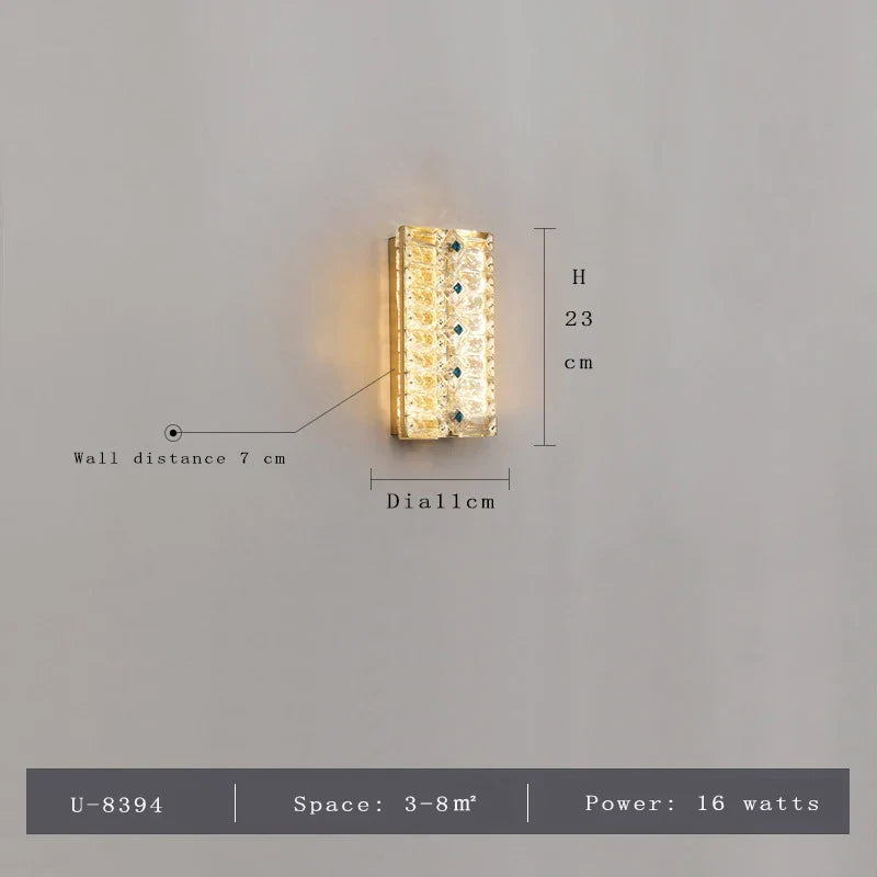 Emma's - Crystal Wall Lamp Light Luxury Strip Decoration TV Drama Background  Lamp Living Room Bedroom Bedside Corridor Aisle  Lamp