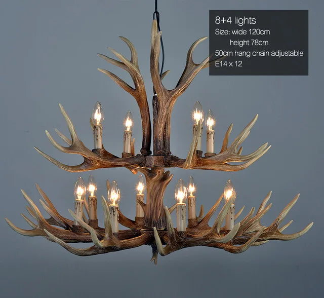 Rustic Antler Chandelier - Industrial Wind Lamps for Restaurant, Internet Cafe, and Hotel Decor