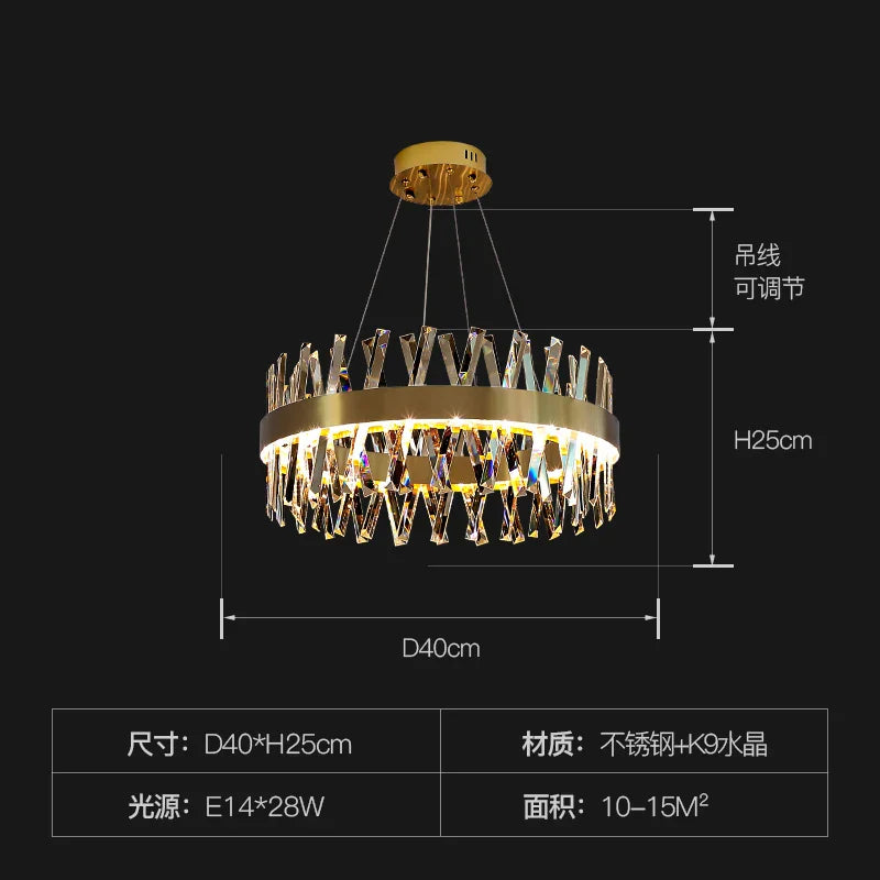 Luxury Crystal LED Chandelier - High-Quality K9 Ceiling Lighting Fixture for Elegant Living Rooms and Dining Spaces
