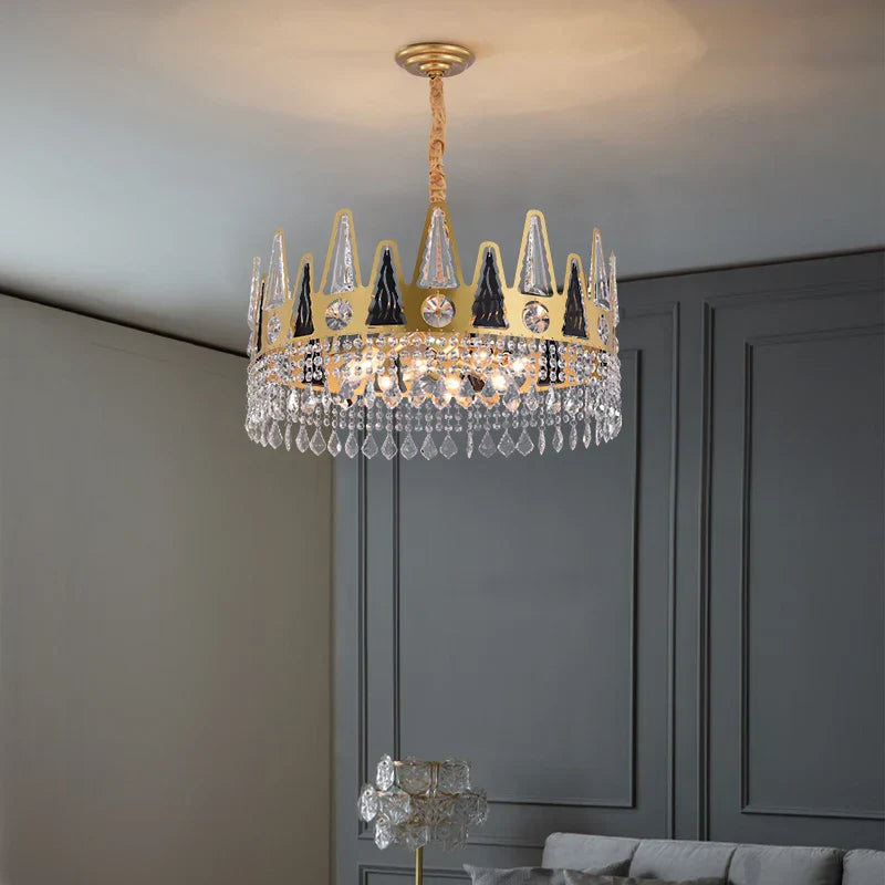 Elegant French Pastoral Golden Crystal Chandelier - Perfect for Living Rooms, Dining Rooms, Bedrooms, and Entrances
