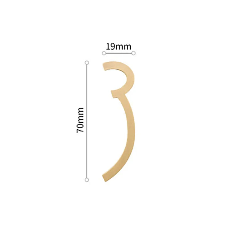 Golden Brass Door Numbers – Custom Decorative Wall Figures for Villas, Hotels, and Dormitories (5cm/7cm)