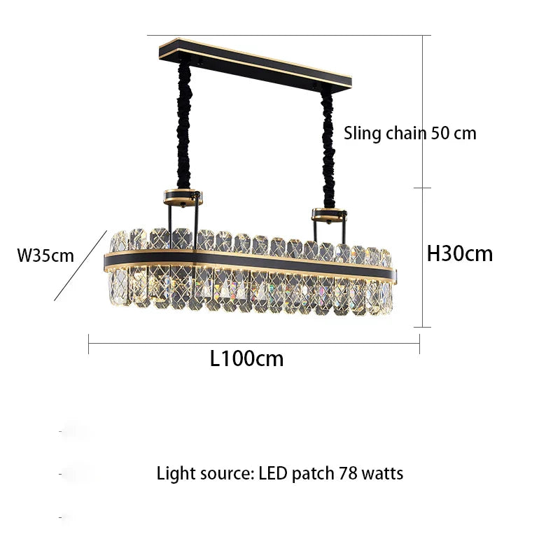 Crystal Chandelier - Modern Minimalist LED Black Leather Design for Living Rooms, Bedrooms, and Dining Spaces