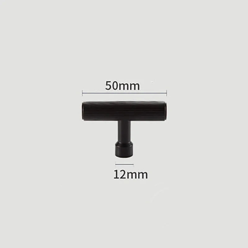 Gold and Black Brass T-Bar Handles – Straight Line Cabinet Pulls and Wardrobe Knobs