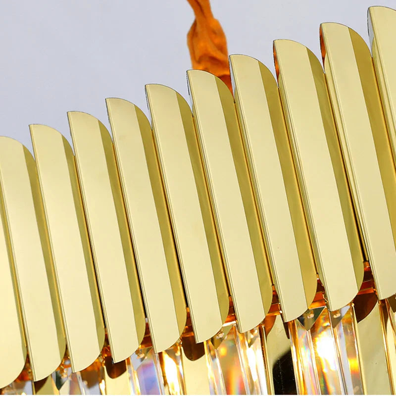 Elegant Post-Modern Crystal Chandelier - Stainless Steel Golden Round Lighting for Living Rooms, Dining Rooms, and Bedrooms