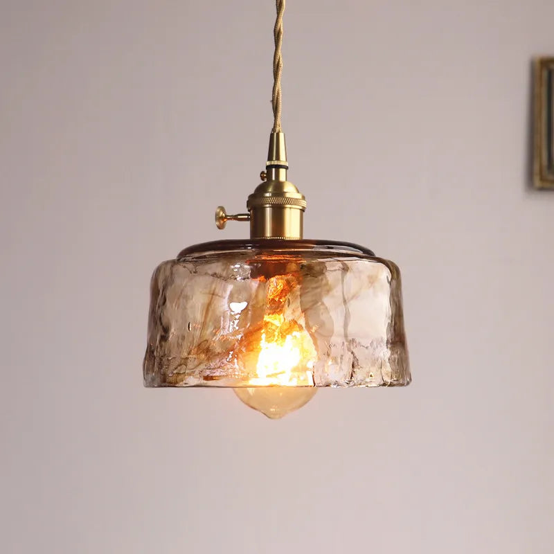 Japanese Style Vintage Brass Glass Chandelier - Elegance for Your Dining and Kitchen Spaces