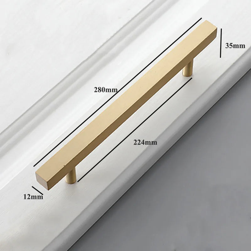 12x12mm Brass Wardrobe Handles – Modern Square Cabinet Pulls for Drawers and Dressers (50mm-380mm)