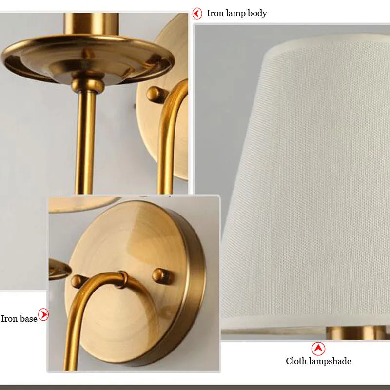 Fabric E14 Wall Lamp - Modern European Style Bedroom Bedside Lamp for Living Room, Hotel, Study, and Office