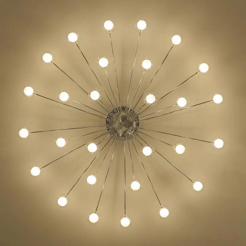 Contemporary Chrome Metal Chandelier with Glass Lampshade - Versatile LED Lighting for Home Decor