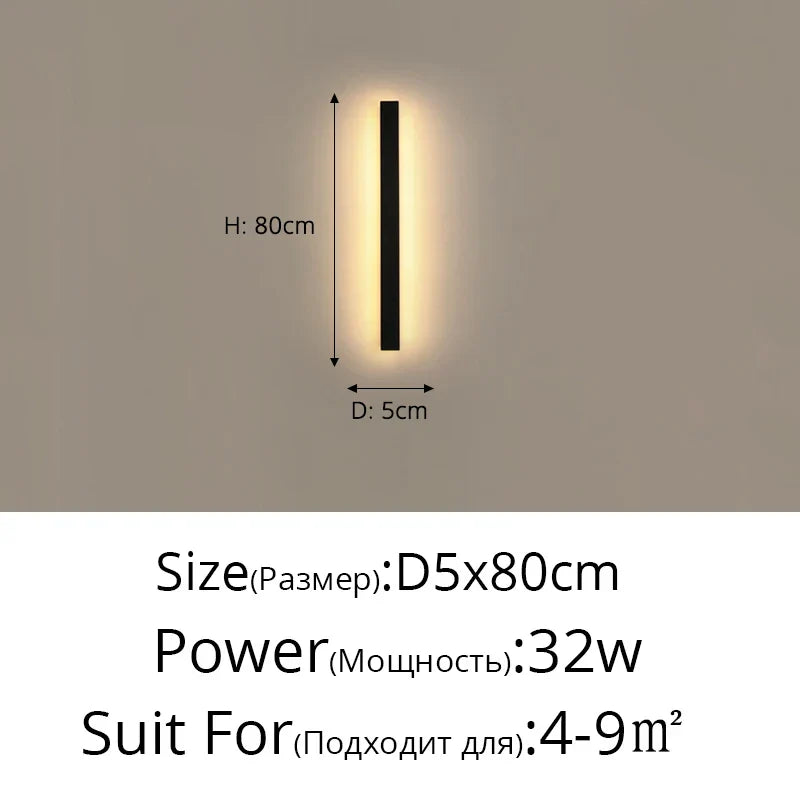 Sleek Outdoor Waterproof Long Strip Wall Lamps - Modern Elegance for Creative Villas, Courtyards, and Indoor LED Lighting