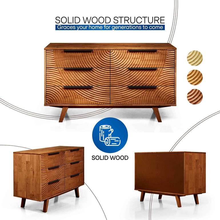 Acacia Harmony Dresser with 6 Drawers for Stylish Storage