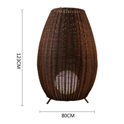 Asian Natural Rattan Floor Lamp - Versatile Indoor and Outdoor Lighting for Living Spaces