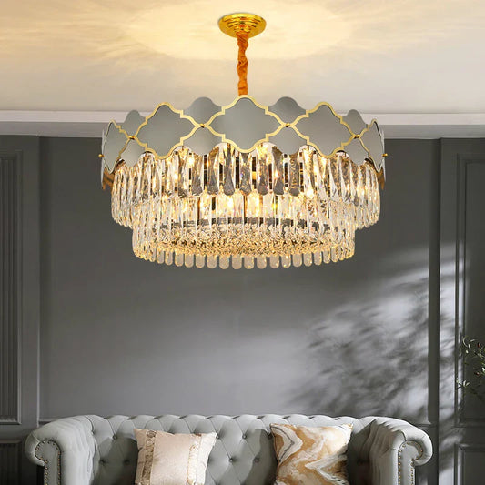 Postmodern Light Stainless Steel Crystal Chandelier - Starry Sky Illumination for Living, Dining, and Bedroom Ambiance