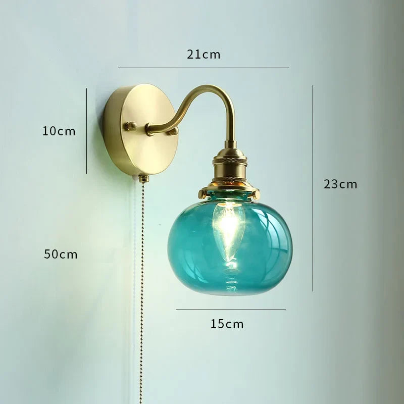 Modern Ceramic Wall Lamp with Pull Chain Switch - Stylish Lighting for Bathrooms, Mirrors, and Stairways