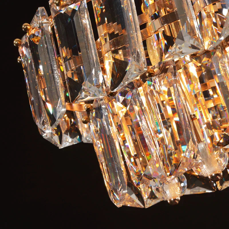 Contemporary LED Crystal Chandelier - Illuminate Your Living Room with Elegant Round and Rectangle Golden Indoor Lighting