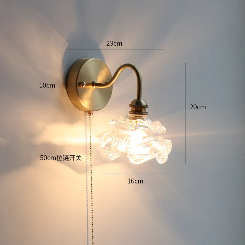Modern Ceramic Wall Lamp with Pull Chain Switch - Stylish Lighting for Bathrooms, Mirrors, and Stairways