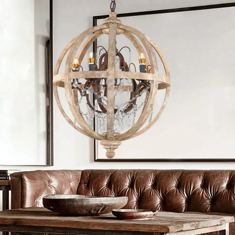 Astra - Retro Solid Wood LED Hanging Chandelier