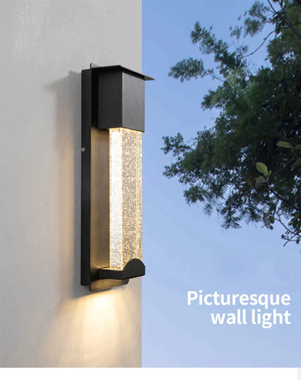 Diane's LED Wall Lighting with PIR Motion Sensor - Crystal Outdoor IP65 Waterproof Sconce for Balcony and Garden