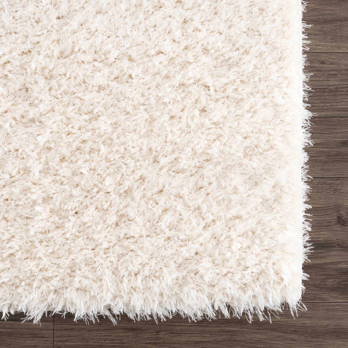 Faina Solid Cream Shag Washable Area Rug - Clearance