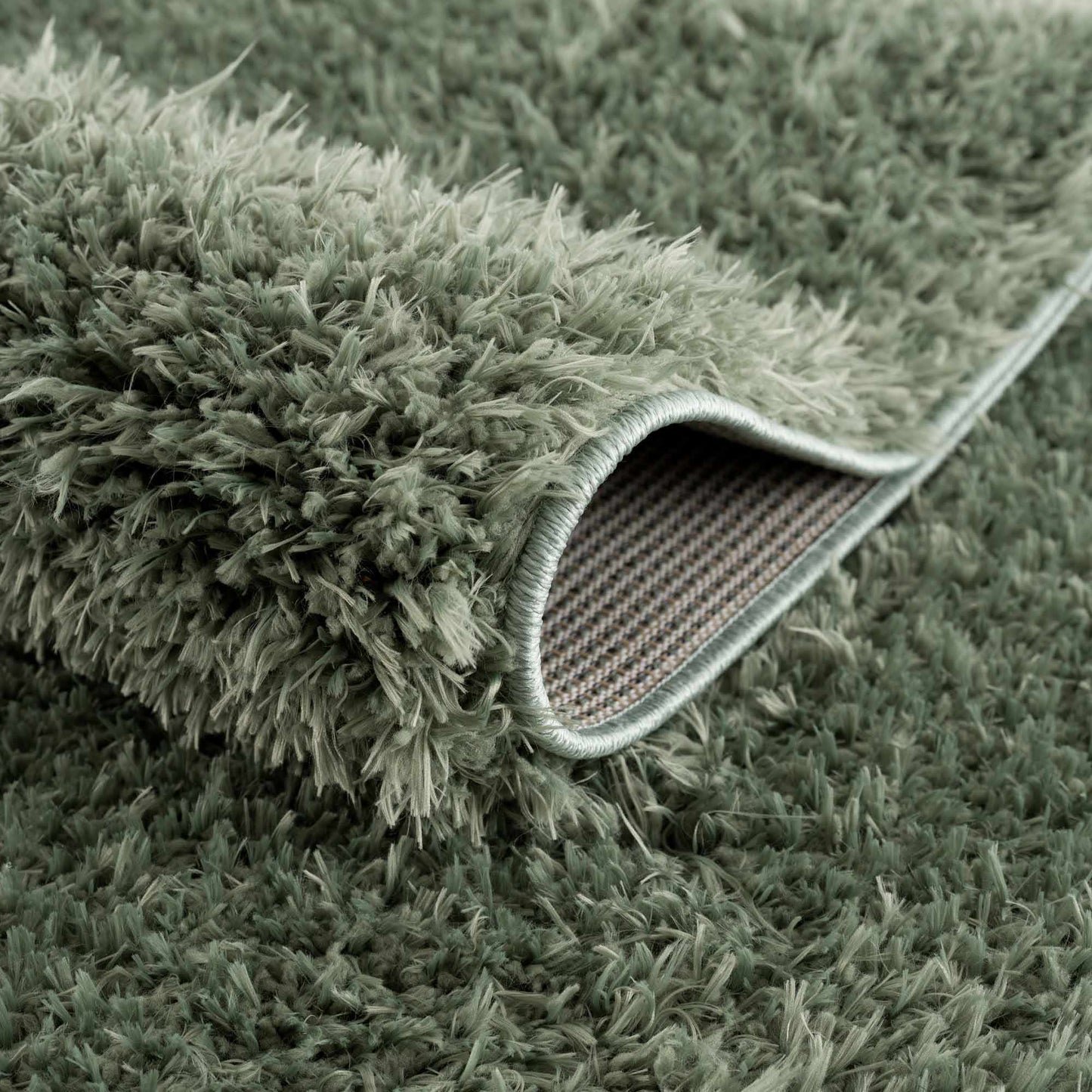 Faina Solid Green Shag Washable Area Rug - Clearance