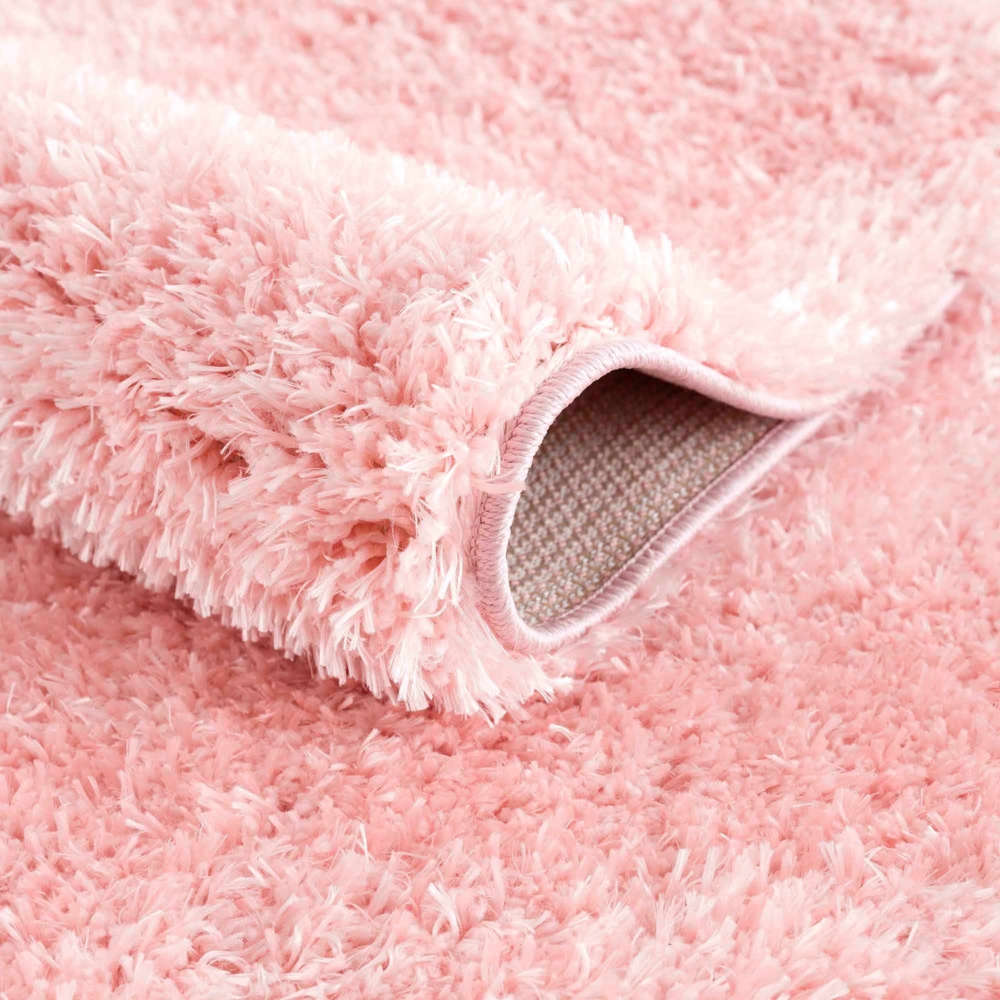 Faina Solid Pink Shag Washable Area Rug - Clearance
