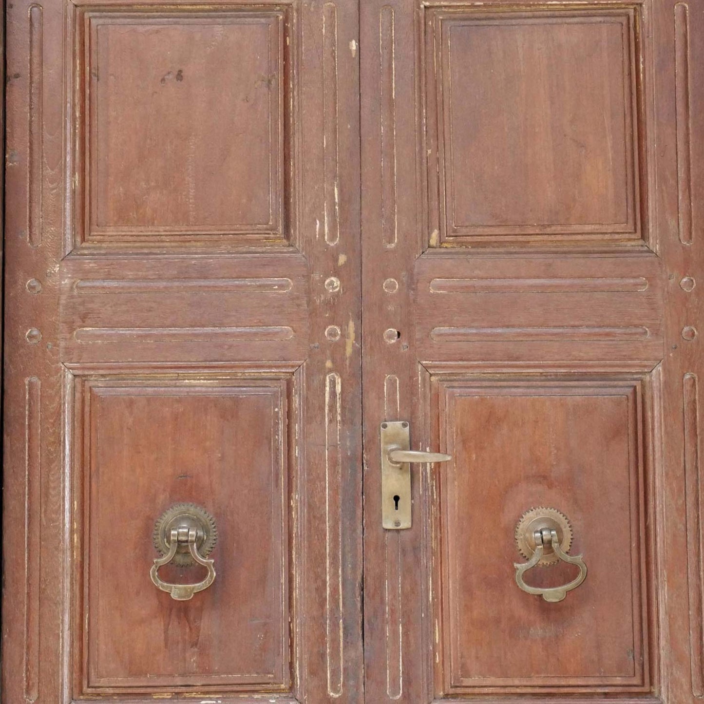 1800s Teak Wood 115 in. Tall Antique Door With Transom