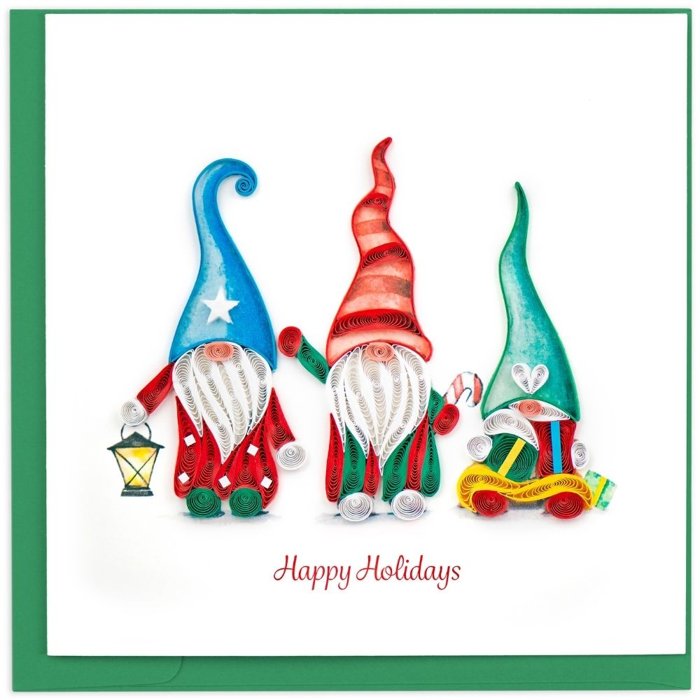 Holiday Gnomes Quilled Greeting Card