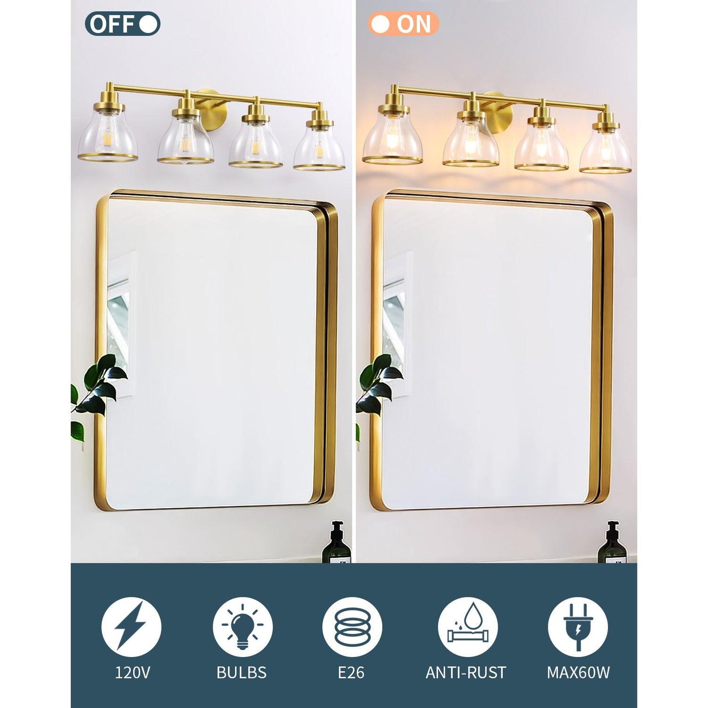 Hermosa Modern 4-Light Bathroom Vanity Light