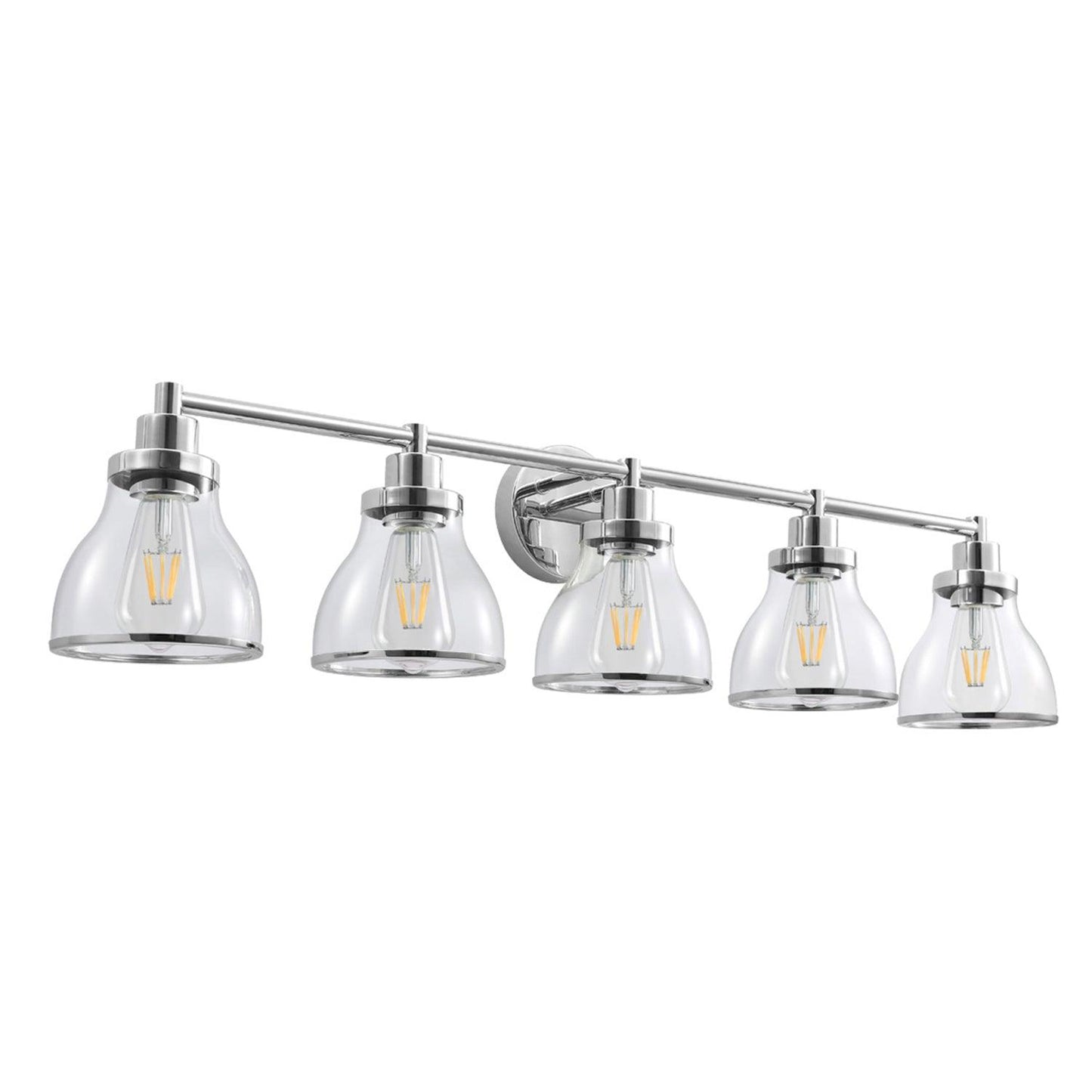 Hermosa Modern Polished Nickel & Black 5-Light Bathroom Vanity Light