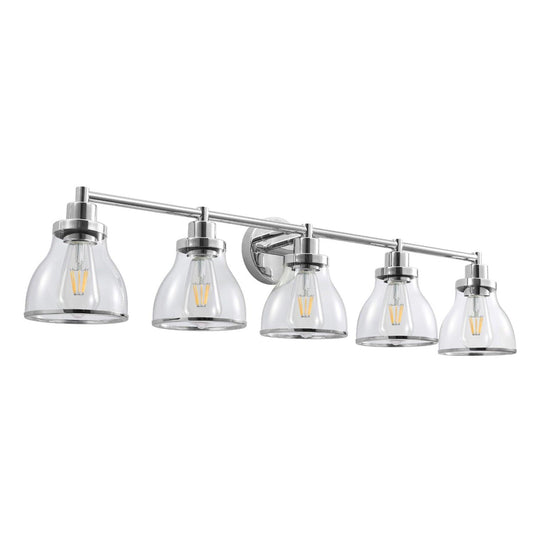 Hermosa Modern Polished Nickel & Black 5-Light Bathroom Vanity Light