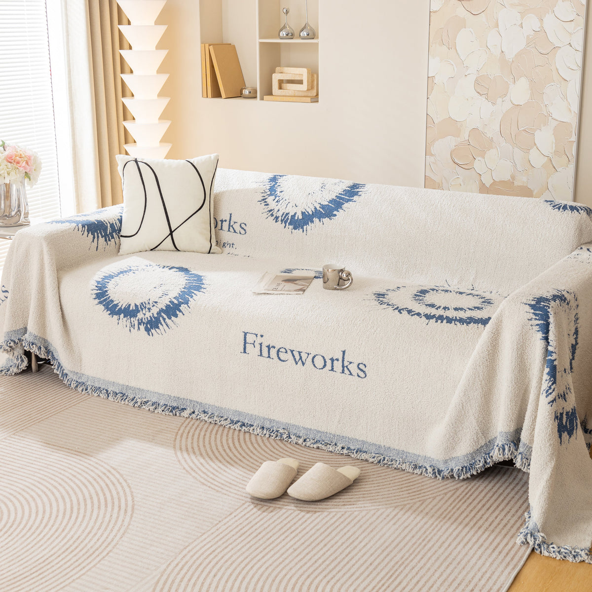 Fireworks Reversible Couch Cover Blankets Furniture Covers Washable Sectional Couch Covers