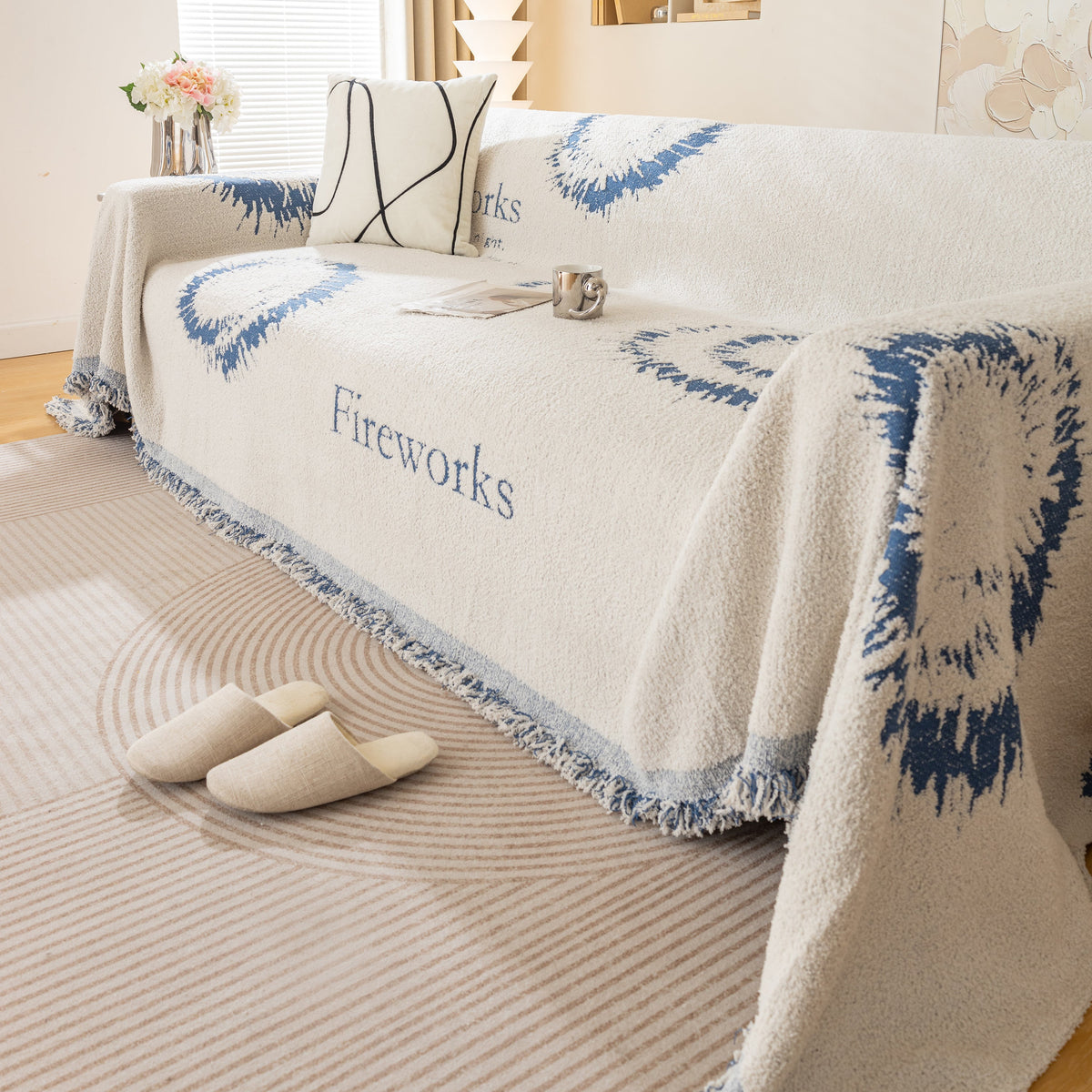 Fireworks Reversible Couch Cover Blankets Furniture Covers Washable Sectional Couch Covers
