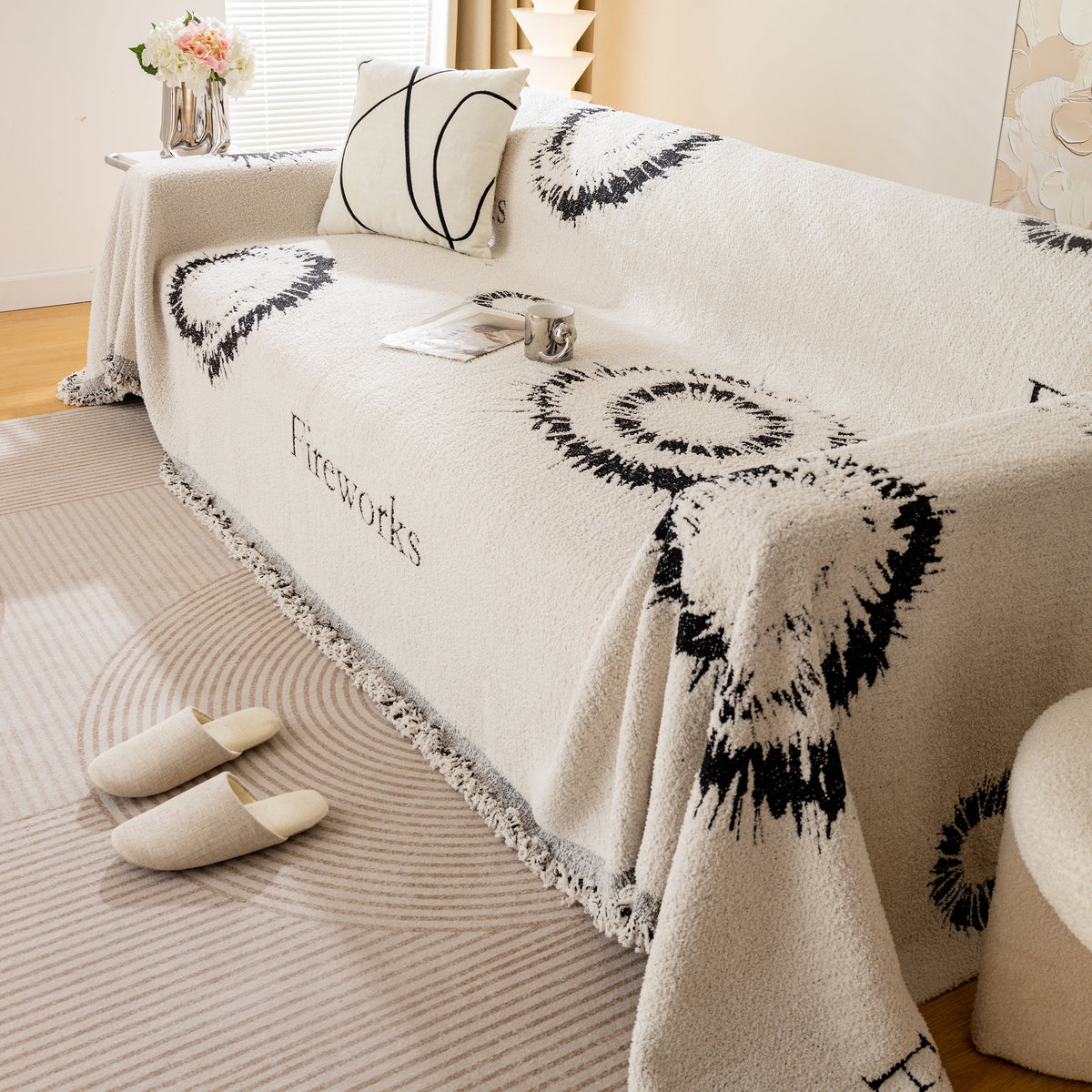 Fireworks Reversible Couch Cover Blankets Furniture Covers Washable Sectional Couch Covers