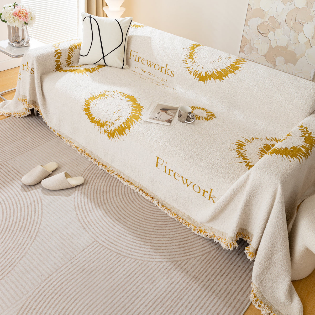 Fireworks Reversible Couch Cover Blankets Furniture Covers Washable Sectional Couch Covers