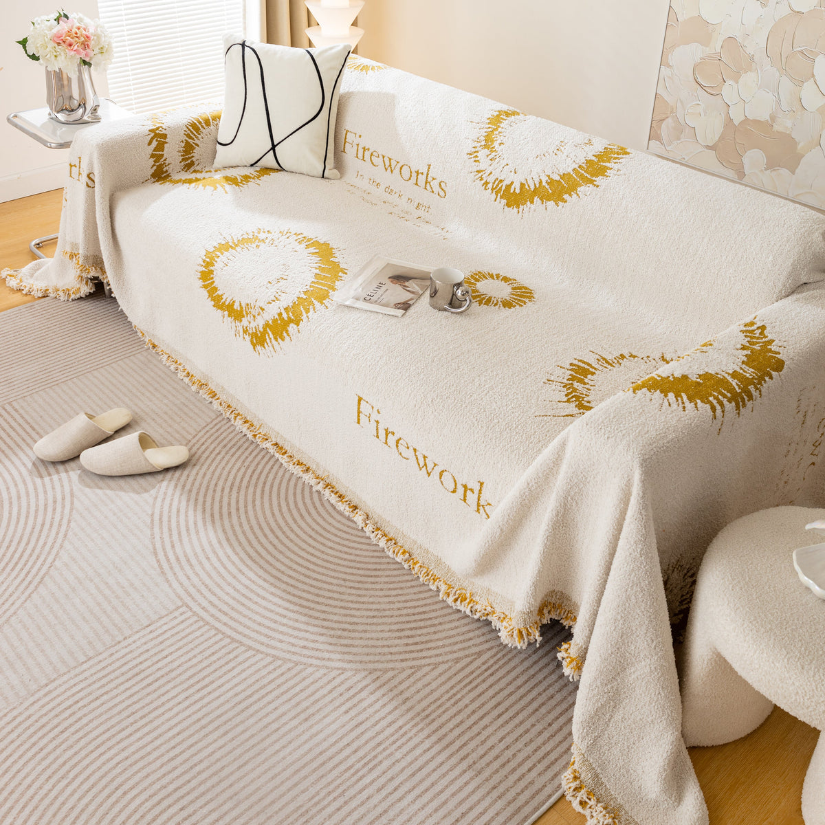 Fireworks Reversible Couch Cover Blankets Furniture Covers Washable Sectional Couch Covers