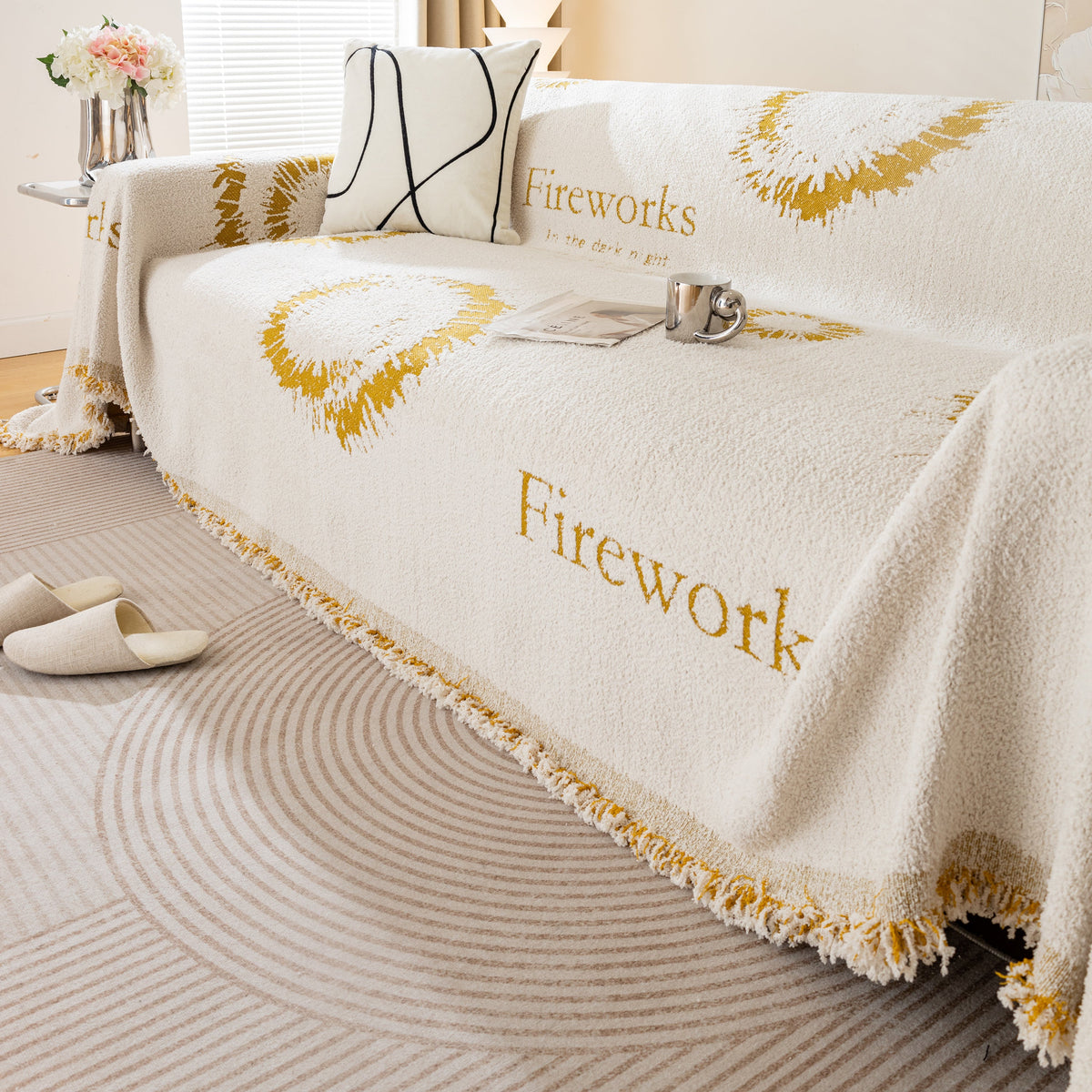Fireworks Reversible Couch Cover Blankets Furniture Covers Washable Sectional Couch Covers
