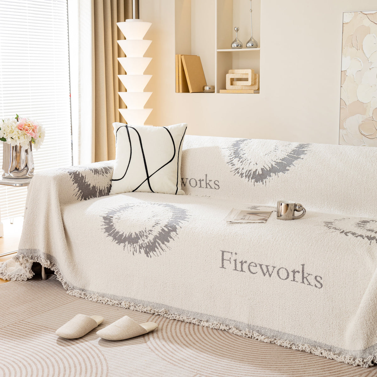 Fireworks Reversible Couch Cover Blankets Furniture Covers Washable Sectional Couch Covers