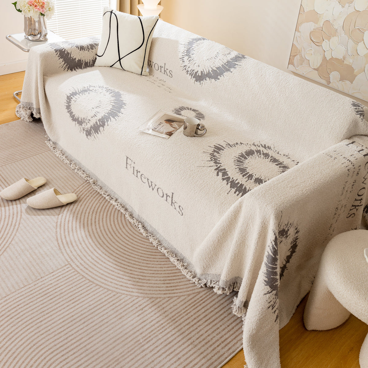 Fireworks Reversible Couch Cover Blankets Furniture Covers Washable Sectional Couch Covers