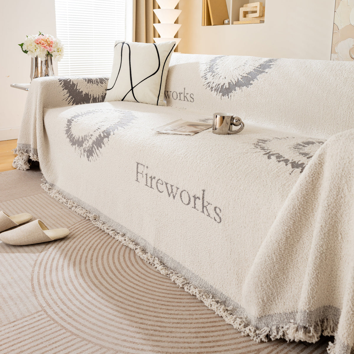 Fireworks Reversible Couch Cover Blankets Furniture Covers Washable Sectional Couch Covers