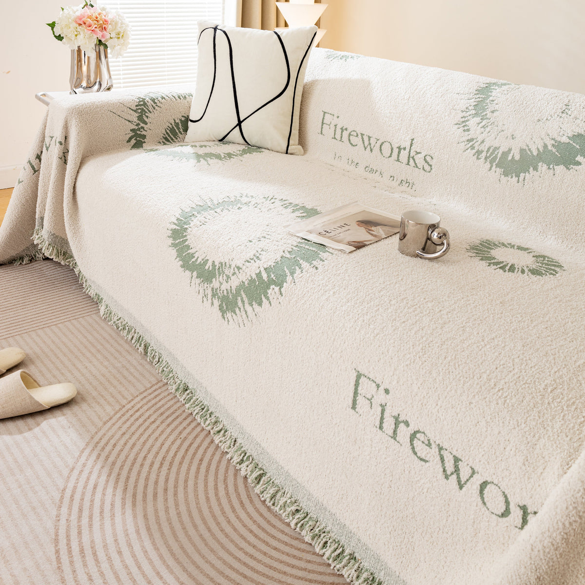 Fireworks Reversible Couch Cover Blankets Furniture Covers Washable Sectional Couch Covers