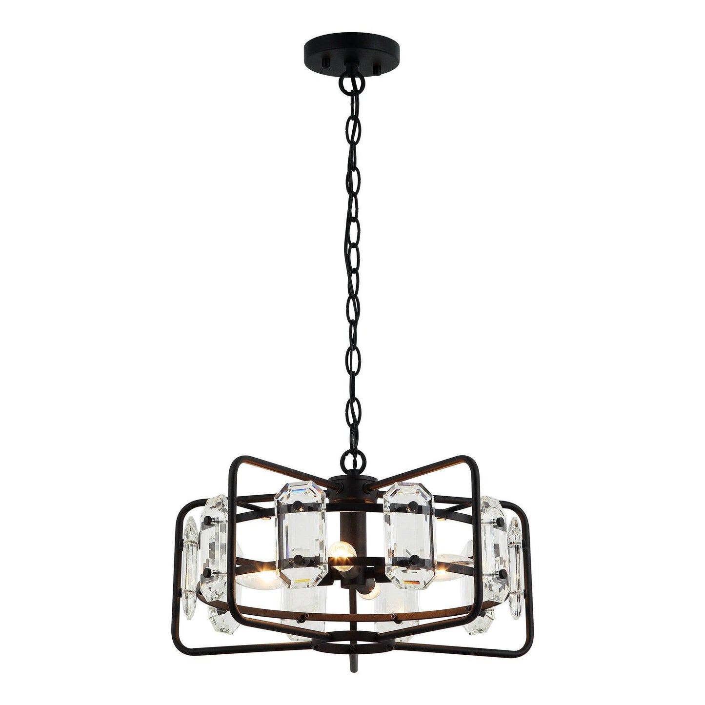 4-Light Golden or Black Modern Crystal Island Pendant Light