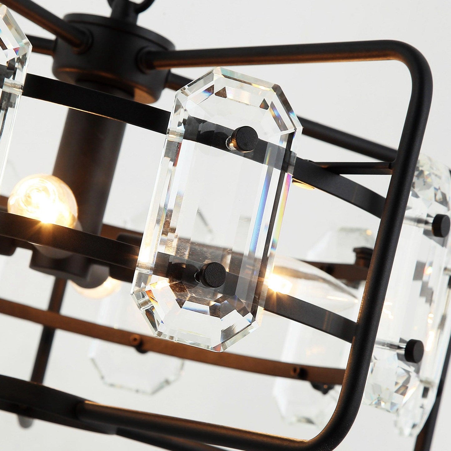4-Light Golden or Black Modern Crystal Island Pendant Light