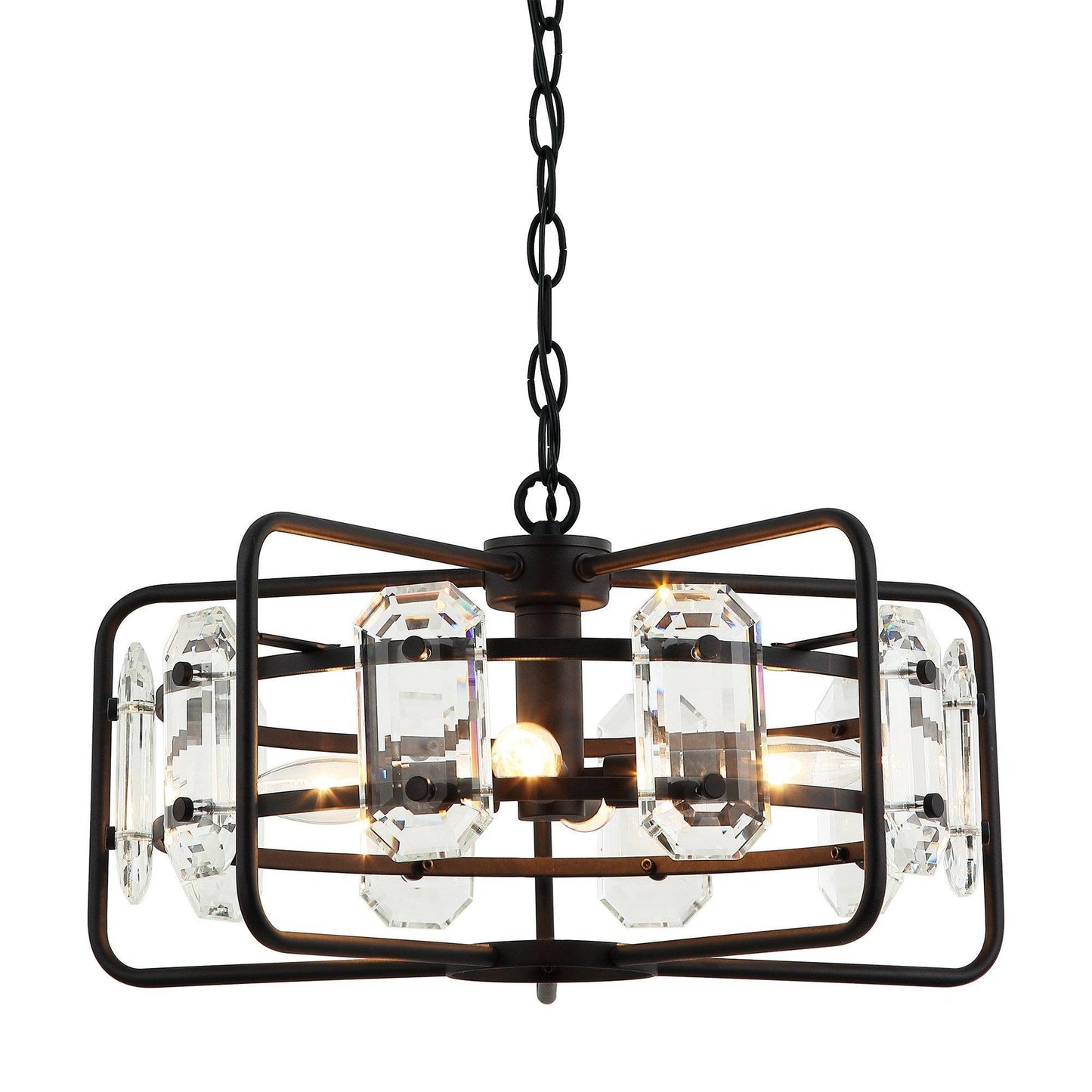 4-Light Golden or Black Modern Crystal Island Pendant Light