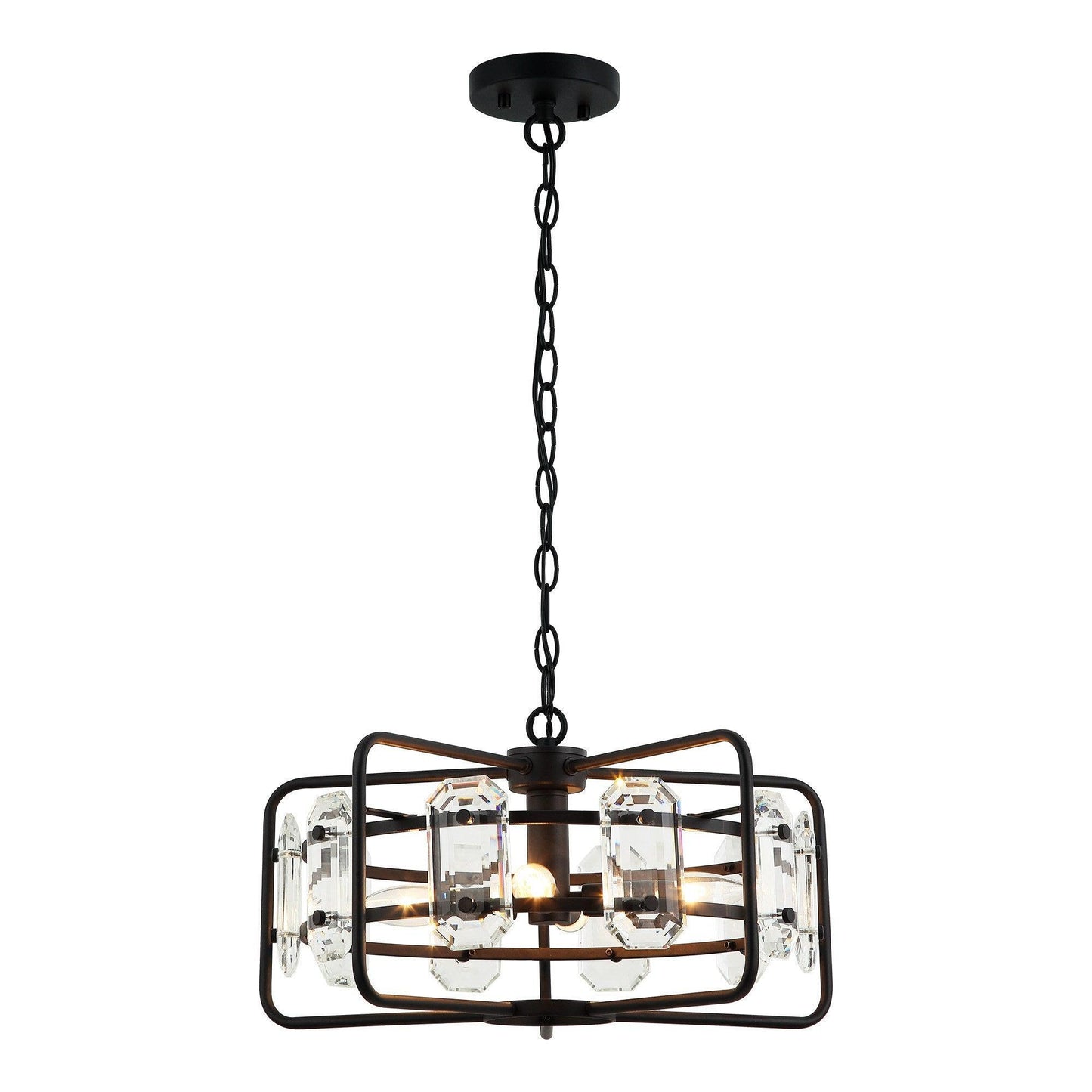 4-Light Golden or Black Modern Crystal Island Pendant Light