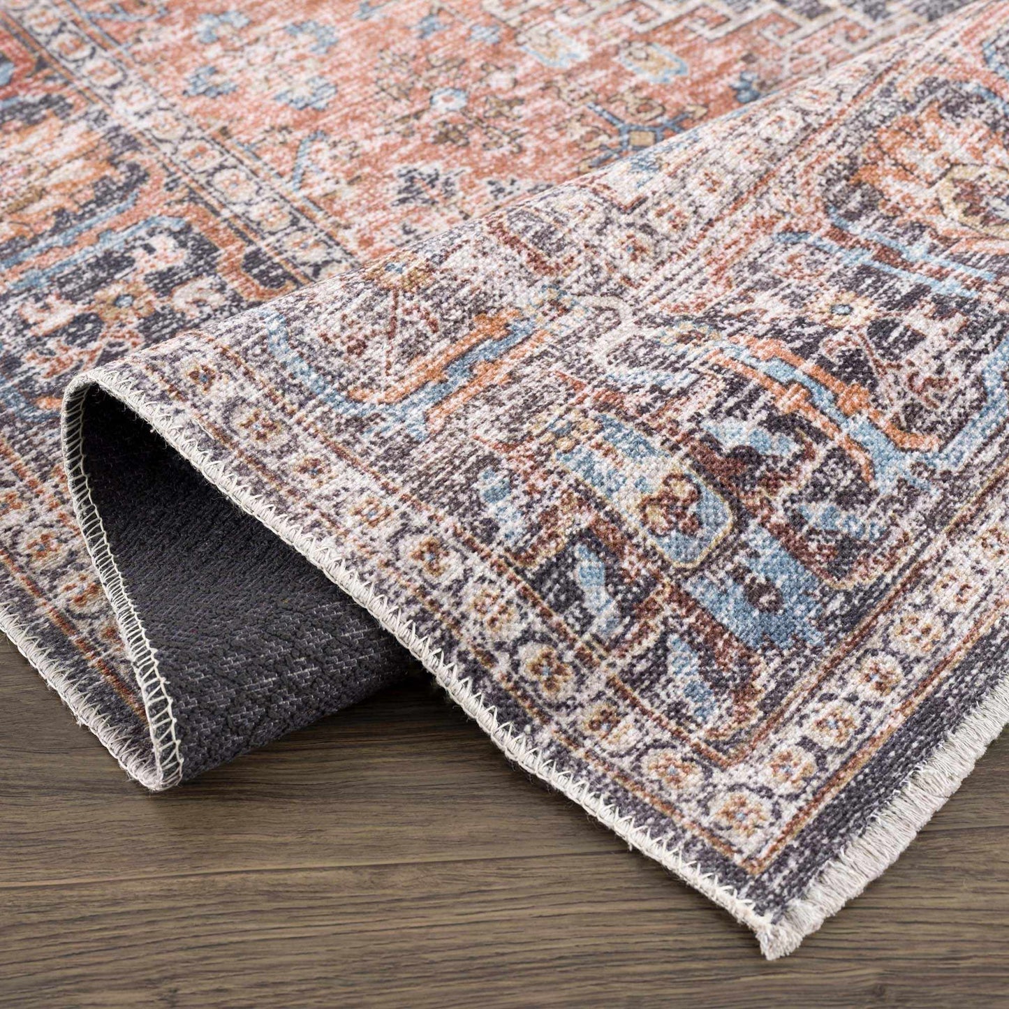 Blue Burgundy Holi-2302 Washable Area Rug