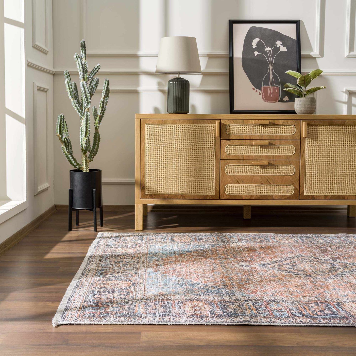 Blue Burgundy Holi-2302 Washable Area Rug