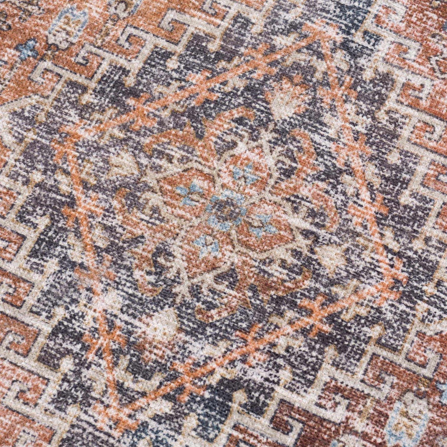 Blue Burgundy Holi-2302 Washable Area Rug