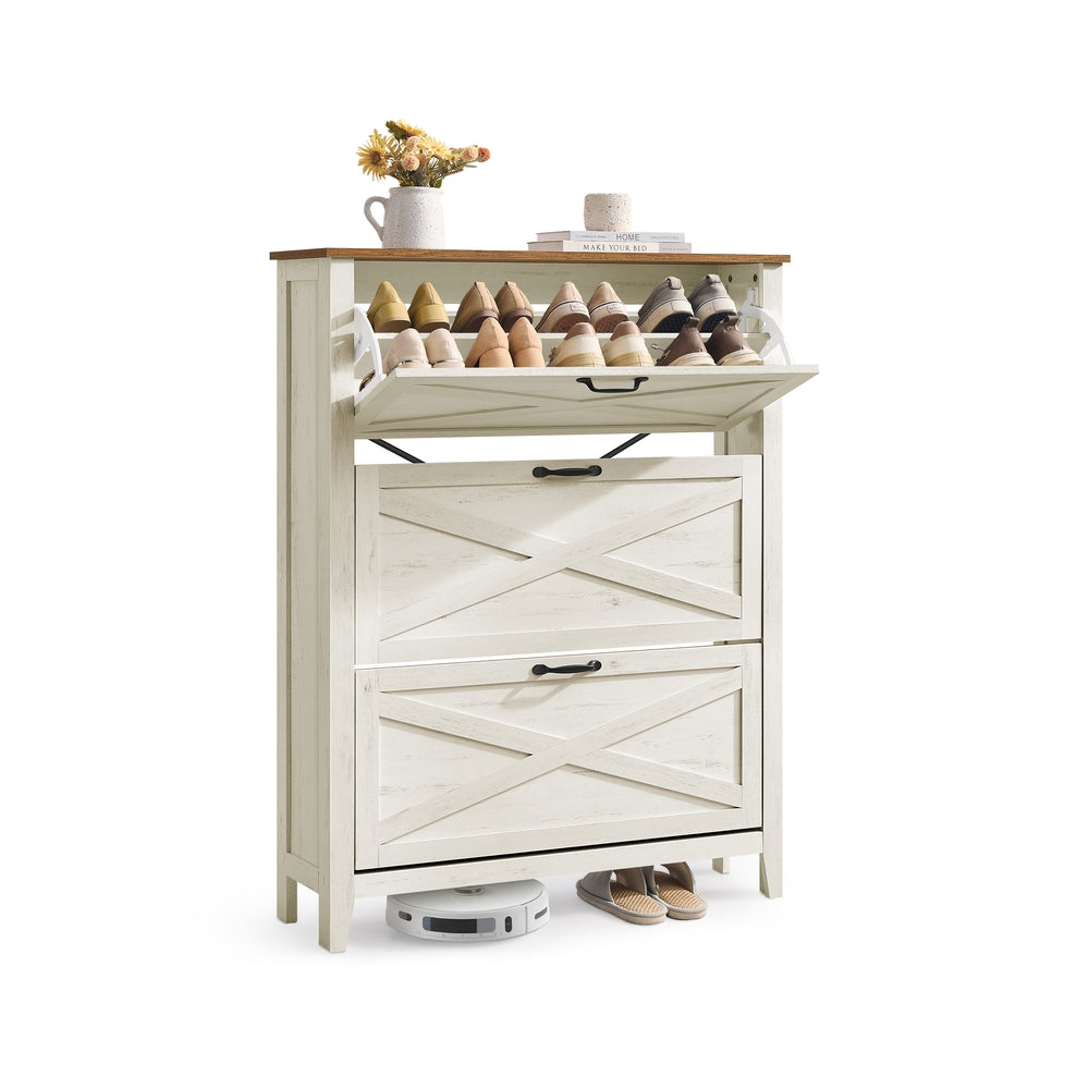 LIRY Collection - Shoe Storage Cabinet Organizer with 3 Flip Drawers
