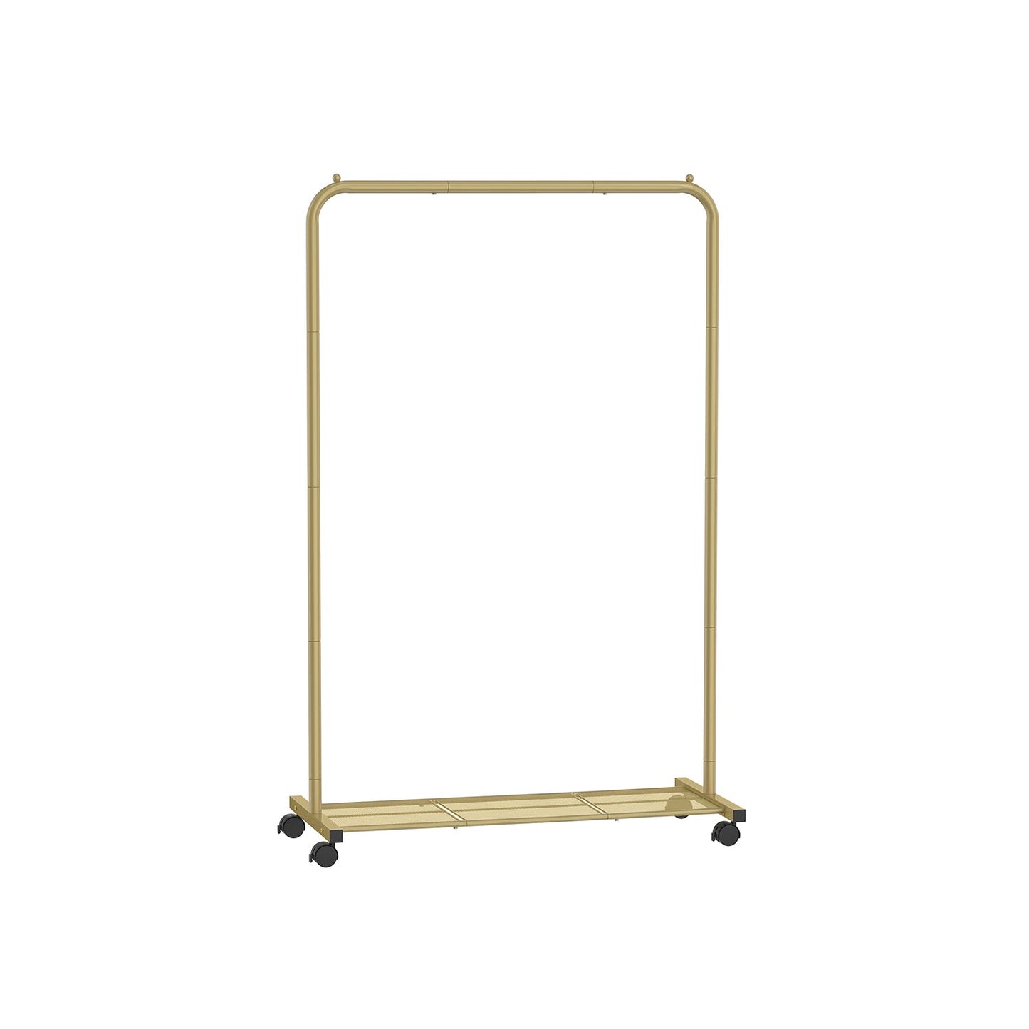 Clothes Rack with Wheels and Dense Mesh Storage Shelf