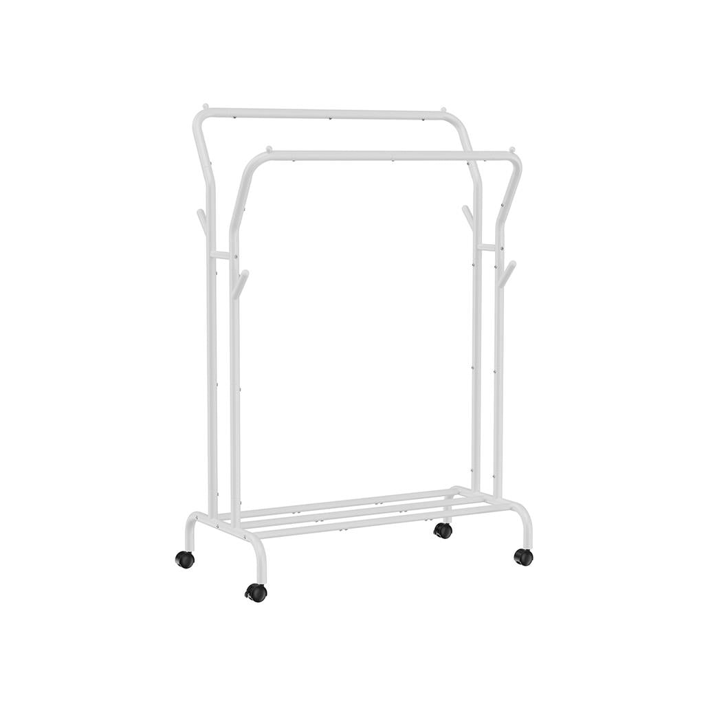 Double-Rod Clothing Rack for Hanging Clothes with Wheels