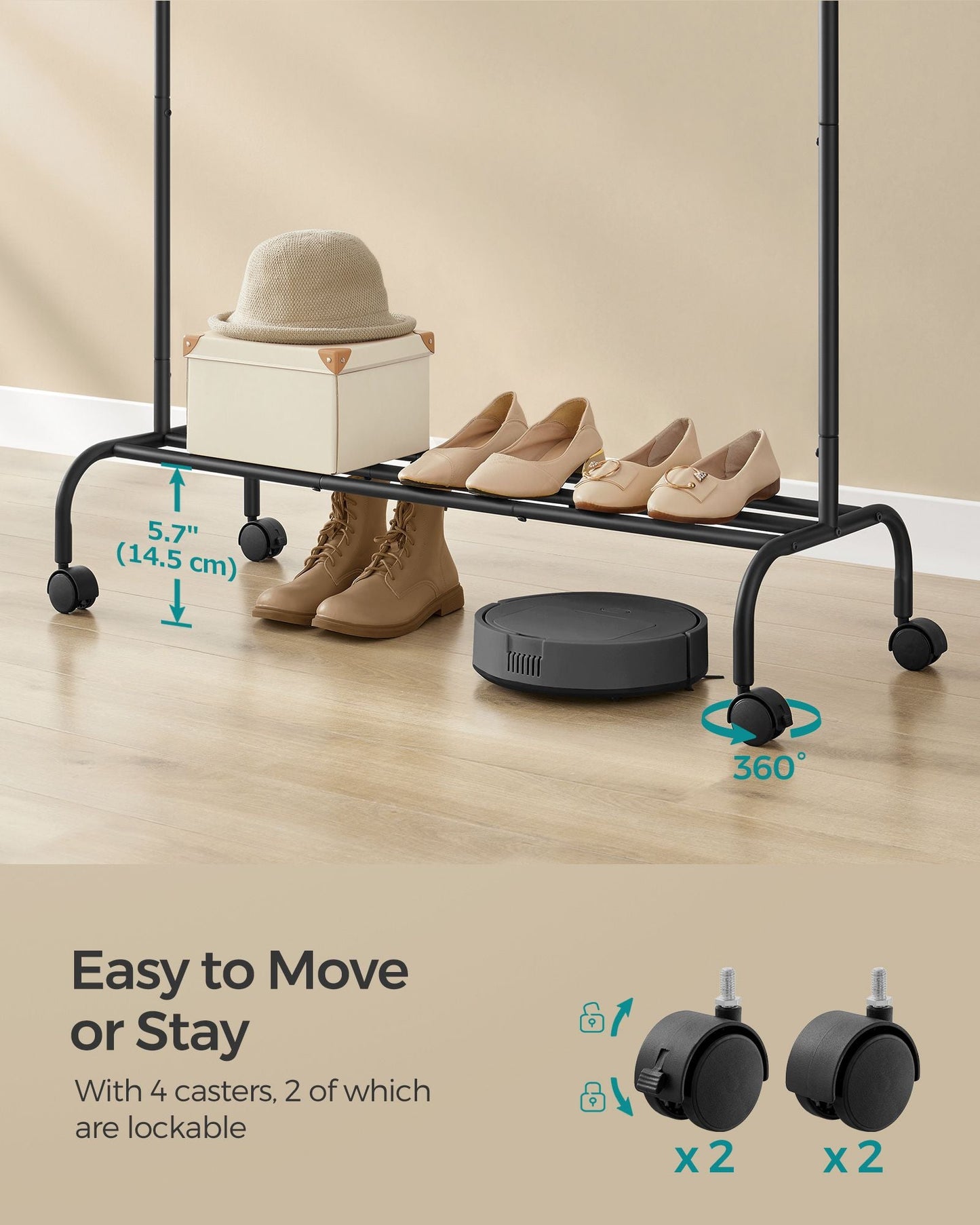 Clothes Rack for Hanging Clothes with Wheels